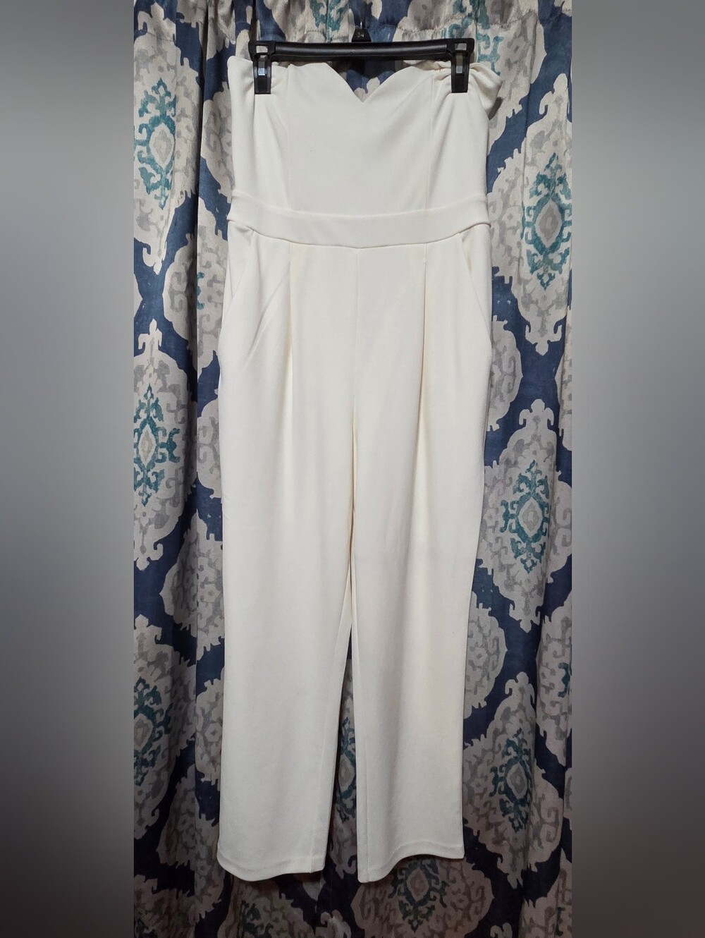 Express Strapless Sweetheart Neck Jumpsuit White Jumpsuit Size 8